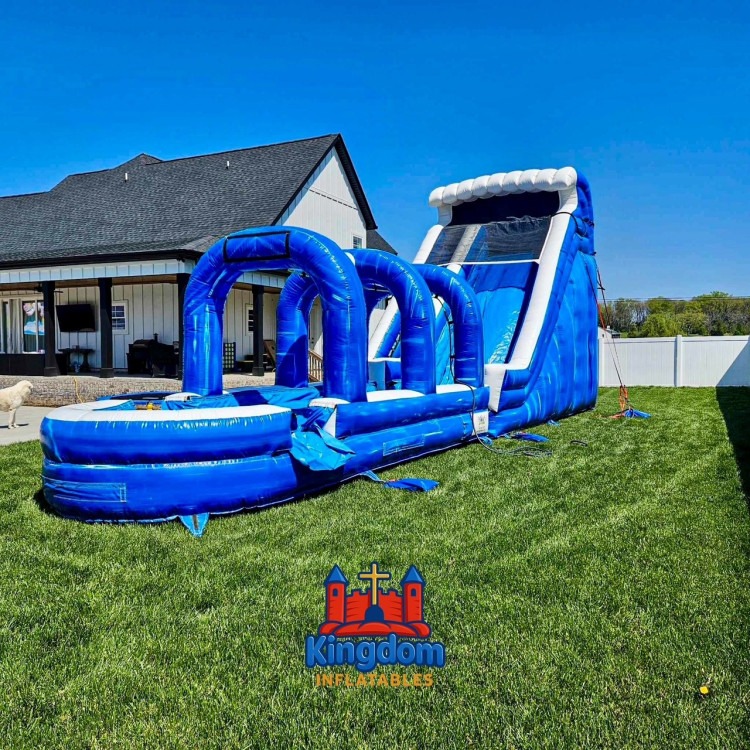 20ft Blue Wave Waterslide with Slip 'N Slide